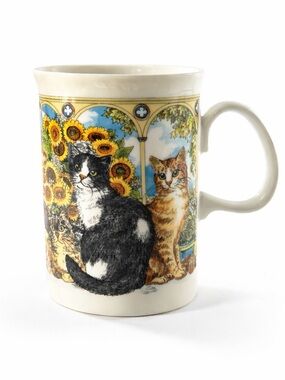 Dunoon Cat Mug Window Cats Sue Scullard Scotland Bone China Coffee Cup